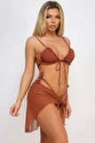 Olivia V-Neck High Waist Lace-up Back Bikini Set - Rosa Apparel