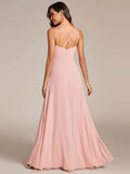 Plunging Neck X-Cross Back Split Spaghetti Strap Bridesmaid Dress – Rosa Apparel - Rosa Apparel