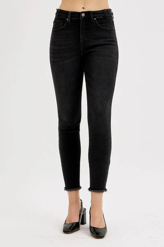 RISEN Full Size Tummy Control High Rise Adjustable Waist Skinny Jeans Plus Size - Rosa Apparel