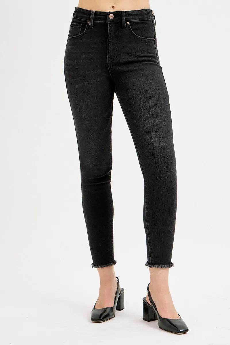 RISEN Full Size Tummy Control High Rise Adjustable Waist Skinny Jeans Plus Size - Rosa Apparel