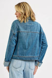 RISEN Oversized Cargo Pocket Denim Jacket with Cuffed Sleeves - Rosa Apparel