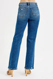 RISEN Full Size Tummy Control High Rise Straight Distressed Jeans Plus Size - Rosa Apparel