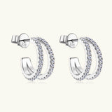 Moissanite 925 Sterling Silver C-Hoop Earrings - Rosa Apparel