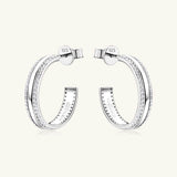 925 Sterling Silver Inlaid Moissanite C-Hoop Earrings - Rosa Apparel