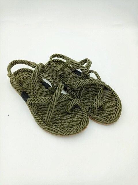STEVVEX Women’s Braided Cross-Tied Beach Sandals ST85SH1245CRP