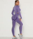 Seamless Long Sleeve Activewear Set Crop Top Leggings High Waist