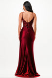 Sequin lace satin front twist long dress