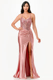 Sequin lace satin front twist long dress