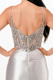 Sequin lace satin front twist long dress