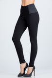 Side elastic nylon ponte high waist skinny pants