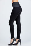 Side elastic nylon ponte high waist skinny pants