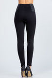 Side elastic nylon ponte high waist skinny pants
