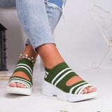Stevvex Women's Elastic Strap Open Toe Platform Sandals ST85SH0451QWE