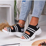 Stevvex Women's Elastic Strap Open Toe Platform Sandals ST85SH0451QWE