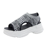 Stevvex Women's Elastic Strap Open Toe Platform Sandals ST85SH0451QWE