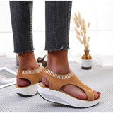 Stevvex Women's Elastic Strap Open Toe Platform Sandals ST85SH0451QWE
