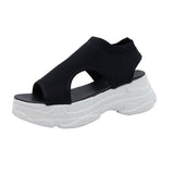 Stevvex Women's Elastic Strap Open Toe Platform Sandals ST85SH0451QWE