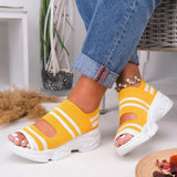 Stevvex Women's Elastic Strap Open Toe Platform Sandals ST85SH0451QWE