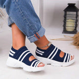 Stevvex Women's Elastic Strap Open Toe Platform Sandals ST85SH0451QWE