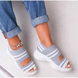 Stevvex Women's Elastic Strap Open Toe Platform Sandals ST85SH0451QWE
