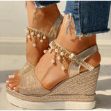 Stevvex Women's Sequined Platform Espadrille Sandals ST85SH5689HUG