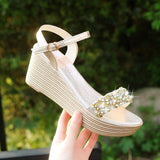 Stevvex Women's Sequined Platform Espadrille Sandals ST85SH5689HUG