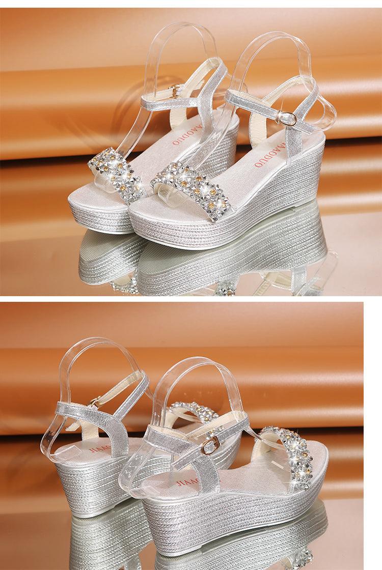 Stevvex Women's Sequined Platform Espadrille Sandals ST85SH5689HUG