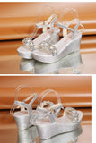 Stevvex Women's Sequined Platform Espadrille Sandals ST85SH5689HUG