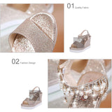 Stevvex Women's Sequined Platform Espadrille Sandals ST85SH5689HUG