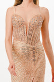 Sunburst Crystal beaded Vneck corset mermaid dress