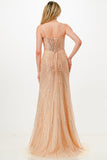 Sunburst Crystal beaded Vneck corset mermaid dress