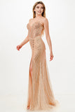 Sunburst Crystal beaded Vneck corset mermaid dress