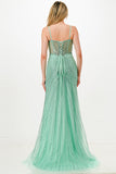 Sunburst Crystal beaded Vneck corset mermaid dress