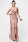 Tara side pleat overlap gown with side opening