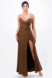 Tara side pleat overlap gown with side opening