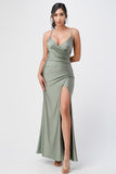 Tara side pleat overlap gown with side opening