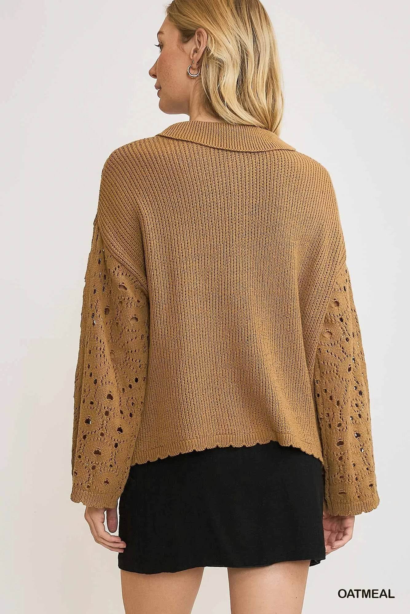 Umgee Crochet Button Down Knit Cardigan - Rosa Apparel