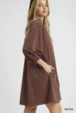 Umgee Notched Shift Dress with Trim Detail - Rosa Apparel