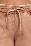 Zenana Acid Wash Fleece Drawstring Shorts With Pockets - Rosa Apparel