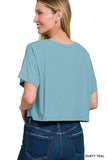 Zenana Ribbed Round-Neck Crop T-Shirt - Rosa Apparel