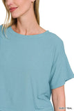 Zenana Ribbed Round-Neck Crop T-Shirt - Rosa Apparel