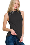 Zenana Ribbed Sleeveless Mock Neck Top - Rosa Apparel