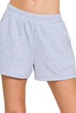 Zenana Soft Melange Hacci Elastic Waist Band Shorts - Rosa Apparel