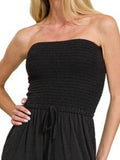 Zenana Strapless Wide Leg Smocked Jumpsuit - Rosa Apparel
