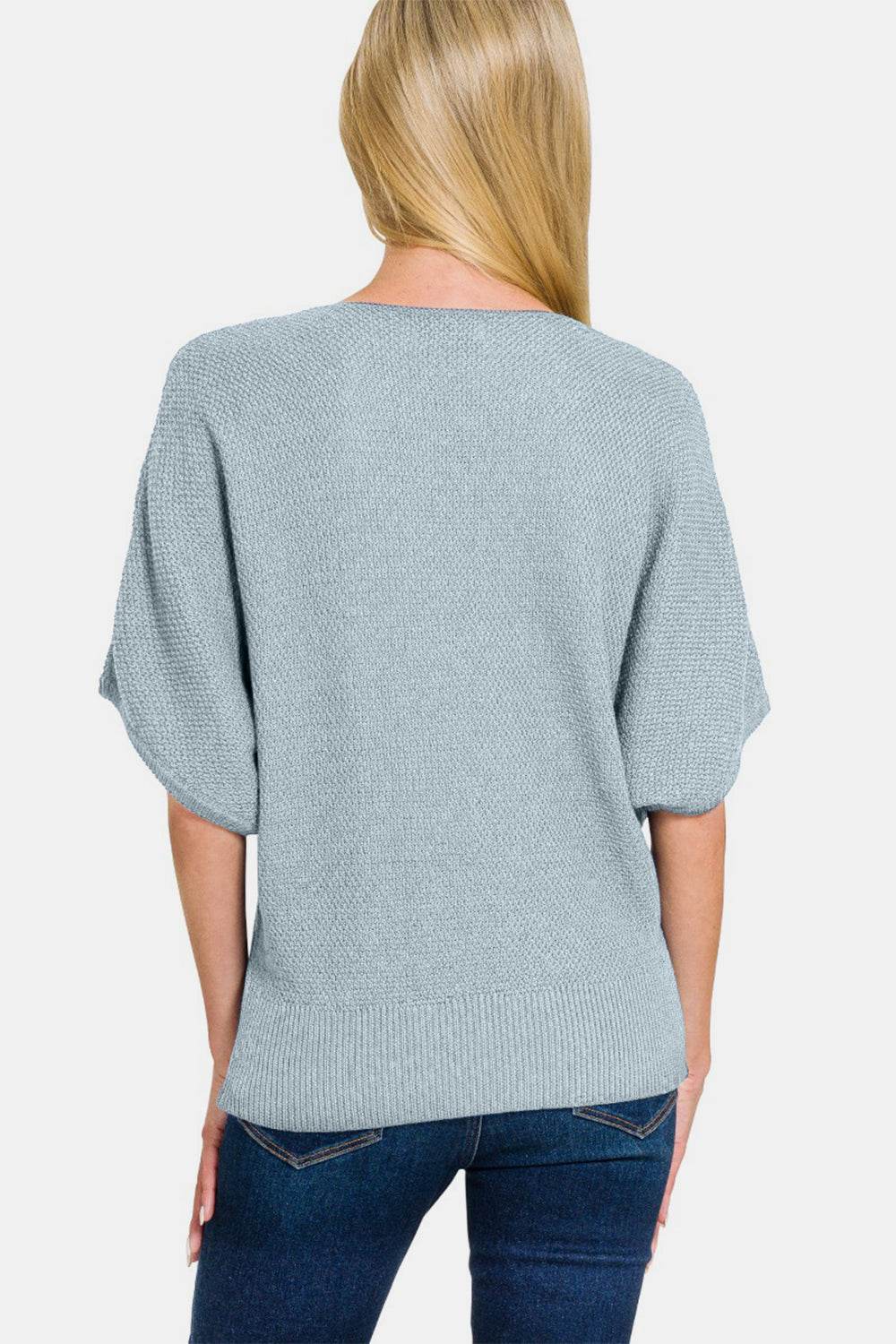Zenana V-Neck Short Sleeve Dolman Sweater - Rosa Apparel