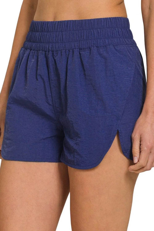 Zenana Windbreaker Smocked Waistband Running Shorts - Rosa Apparel