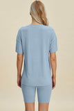 Basic Bae Full Size Ribbed V-Neck Short Sleeve Top and Shorts Set Stretchy Womenswear - Rosa Apparel