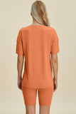 Basic Bae Full Size Ribbed V-Neck Short Sleeve Top and Shorts Set Stretchy Womenswear - Rosa Apparel