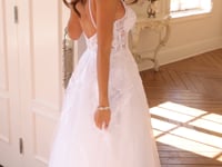 Juliet Embroidered Bodice Open Back Wedding White Gown JT2482SW